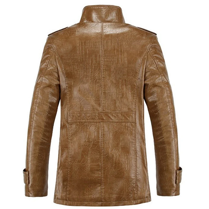 Mountainskin/зимние мужские кожаные куртки 7XL 8XL длинные пальто с воротником стойкой