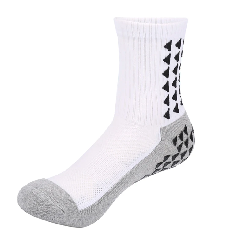Мужские Противоскользящие футбольные носки, мужские футбольные спортивные длинные носки для бега, носки унисекс, Повседневная Нескользящая одежда, дышащие носки - Цвет: white