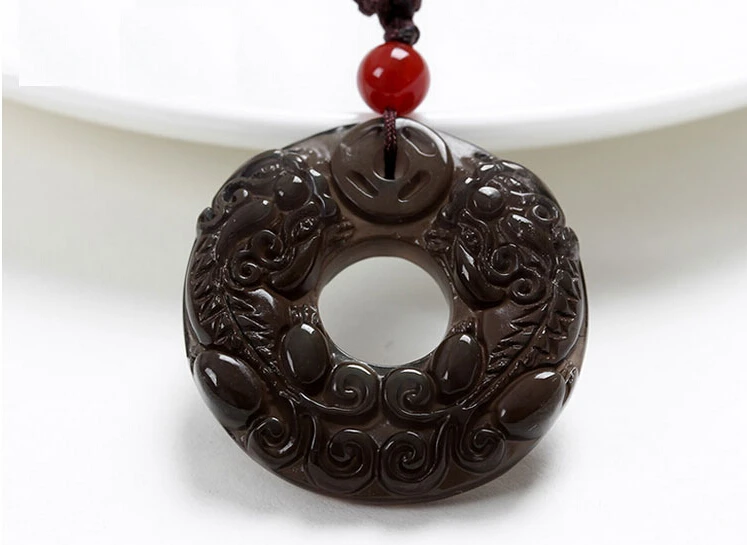 Free Shipping - natural ice kind of obsidian pendant Lucky brave double peace buckle | Украшения и аксессуары