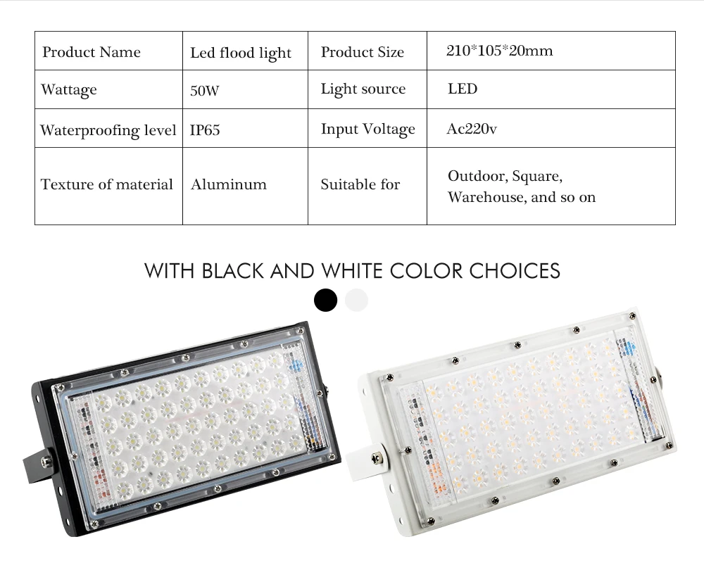 LUCKYLED Светодиодный прожектор светильник 50 Вт AC 220V 240V Водонепроницаемый Ip65 Точечный светильник на открытом воздухе садовый светильник ing потолочные светильник s Светодиодный отражатель холодный белый