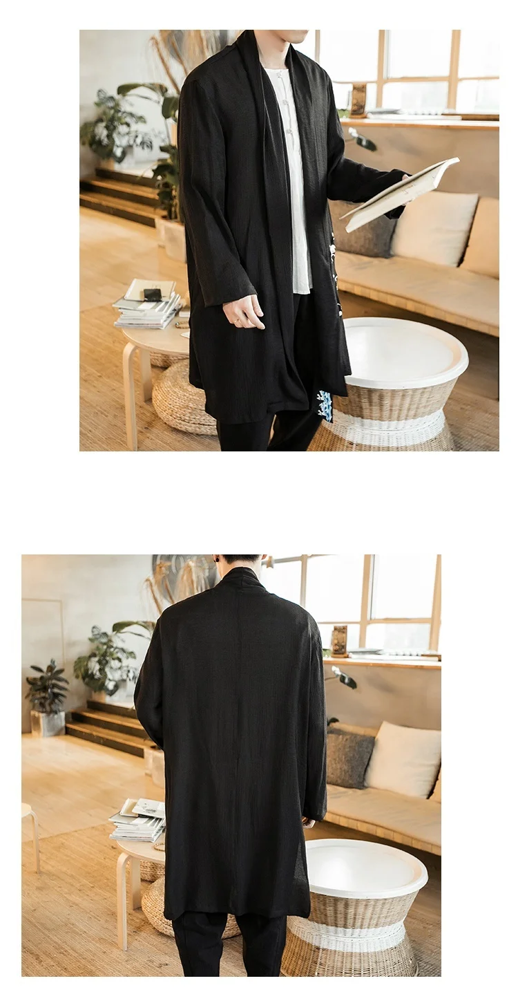 Zongke китайский журавль вышивка длинное кимоно кардиган пальто японское кимоно мужская куртка уличная Мужская s кимоно куртка мужская Новинка