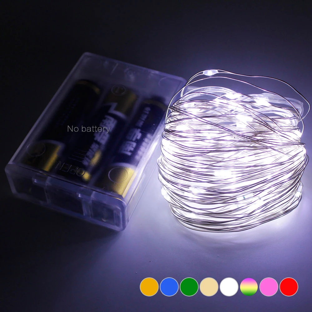 

Christmas 2M 5M 10M Waterproof LED String Lights Festival Wedding Holiday Decoration With AA Battery Strip 20LEDs 50LEDs 100LEDs