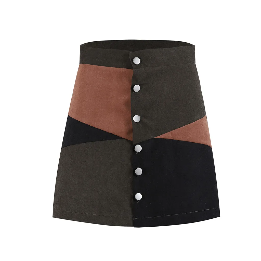 Новинка 401, модная женская повседневная юбка трапециевидной формы в стиле пэчворк, короткая мини-юбка с цветными блоками