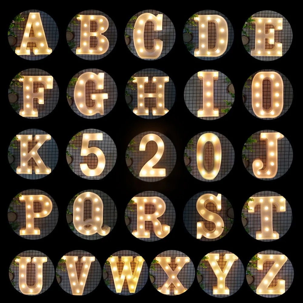 

LED Letters Holiday Lights 26 Alphabet Number Battery Luminaria Lightbox Romantic Wedding Party Lights Christmas Decorative Lamp
