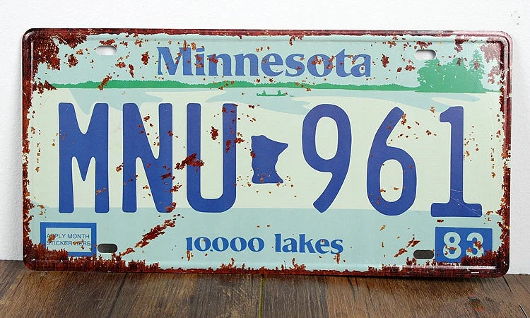 CHE726 Vintage Metal Car Decorative License Plate United States Decor Signs