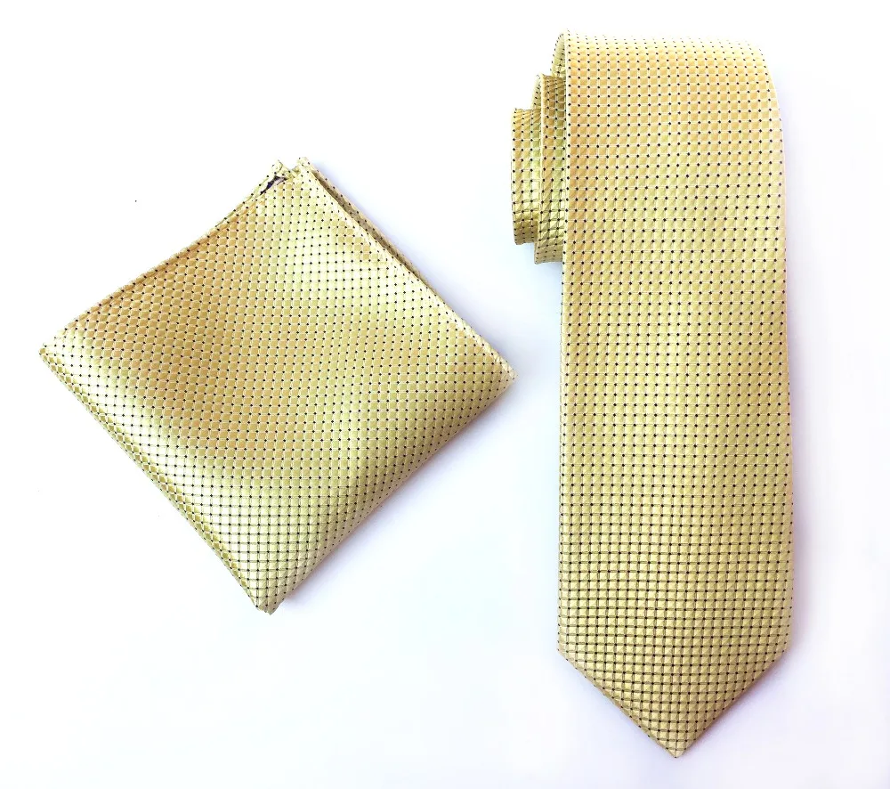 

2015 Classic necktie set 8cm Formal occasion tie match navy blue with yellow stripes & plaids handkerchief