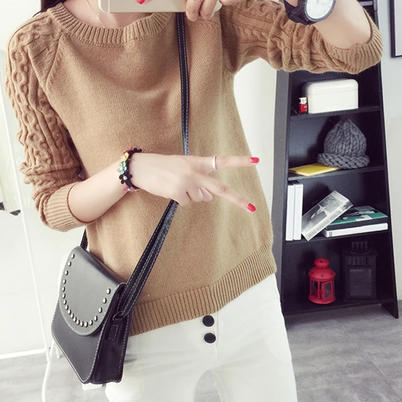 Autumn Winter Sweater Female Warm Solid Round Neck Long Sleeve Knitted Pullover Sweaters Women Winter Clothes Slim Mujer Tops