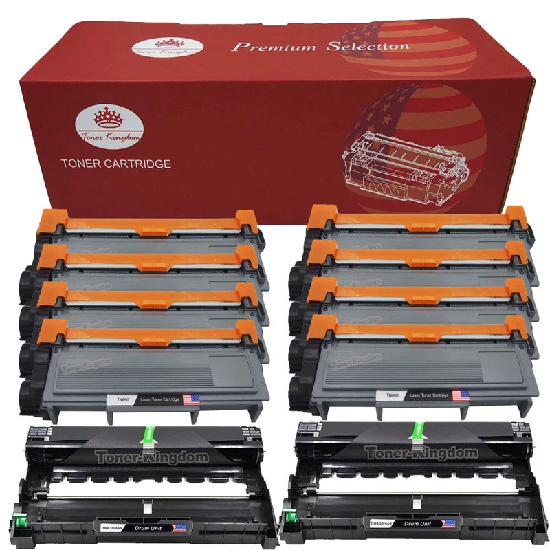 

TONER KINGDOM 8x TN660 Toner + 2x DR630 Drum for Brother HL-L2260D L2320D L2360DW MFC-L2700DW L2720DW DCP-L2540DW Printer