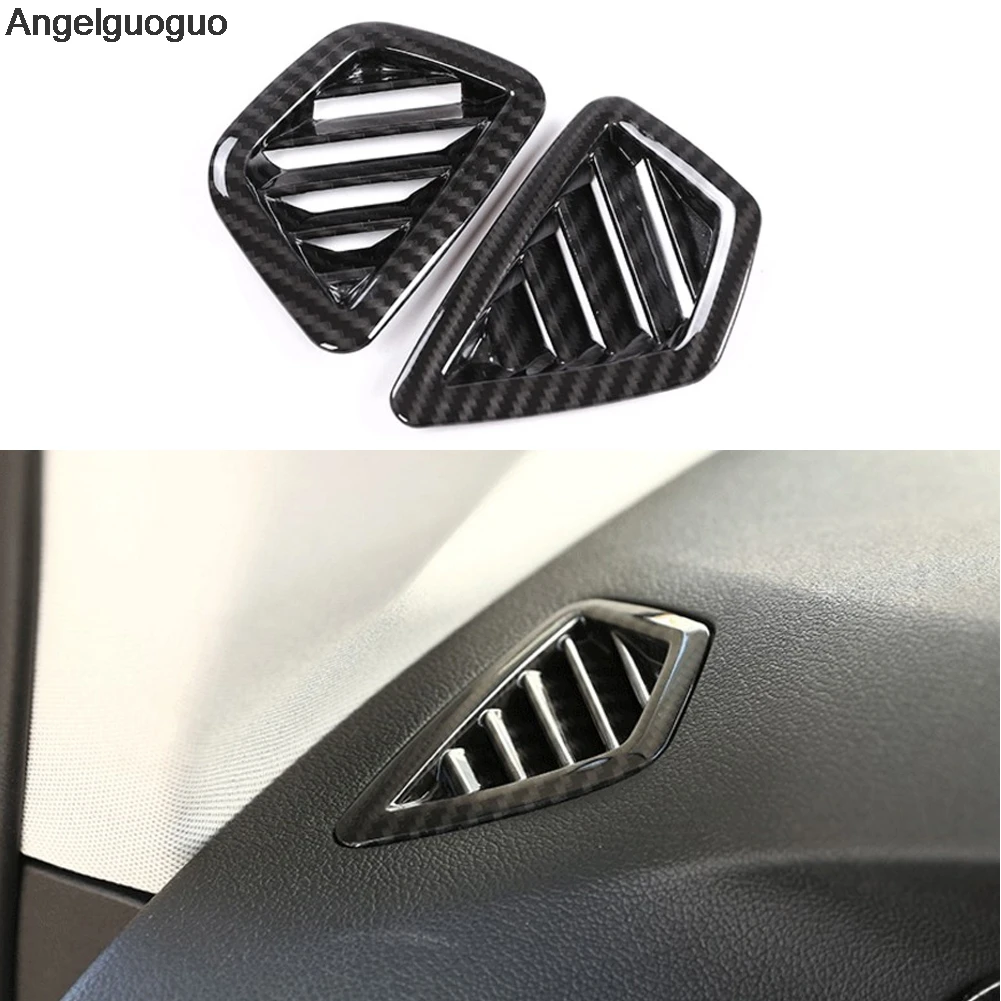 Carbon fiber Style For BMW 5 Series G30 G38 2018 Car ABS Dashboard Side Air Conditioning AC Vent Outlet Frame Trim