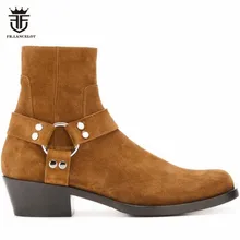 Новые роскошные брендовые ковбойский из натуральной кожи панковские ботинки на высоком каблуке, на танкетке, из натуральной кожи