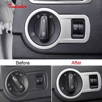 

Tonlinker Headlight Switch position Cover Sticker For Volkswagen POLO 2011-18 Car styling 1 PCS Stainless Steel Cover Sticker