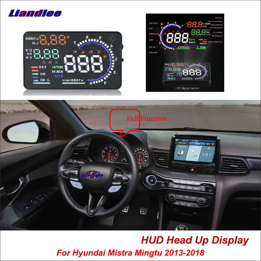 

Liandlee Car Head Up Display HUD For Hyundai Mistra Mingtu 2013-2018 Safe Driving Screen OBD II Speedometer Projector Windshield