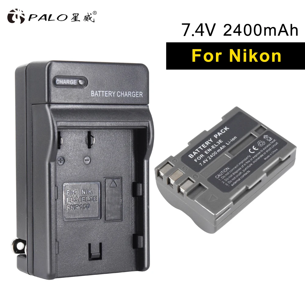 

PALO 1pcs 2400mAh EN-EL3E li-ion digital camera battery+charge EL3Efor NIKON D700 D300S D300 D200 D100 D90 D80 D80S D70 D70S D50