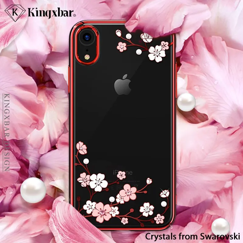 KINGXBAR чехол для iPhone XR цветочный прозрачный цветок iPhoneXR Капа Роскошный Кристалл от