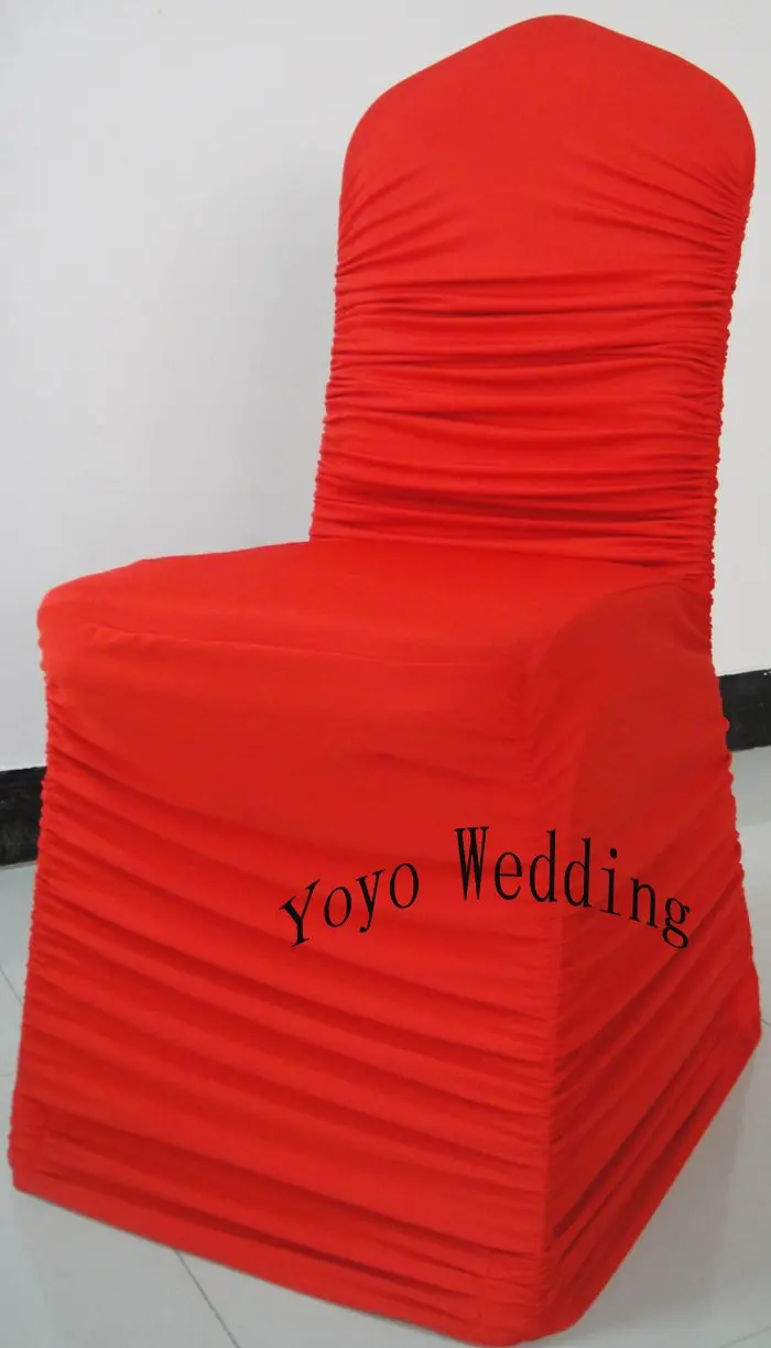 100 шт. Красный Ruched спандекс Чехлы на стулья плиссированные лайкра Чехлы на стулья индивидуальные Цвет