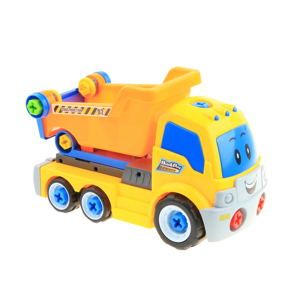Take Apart Constructions Vehicles Toys - Assemble RC remote control Engineering Truck w/ Electric Drill Tool Kit Screwing Block