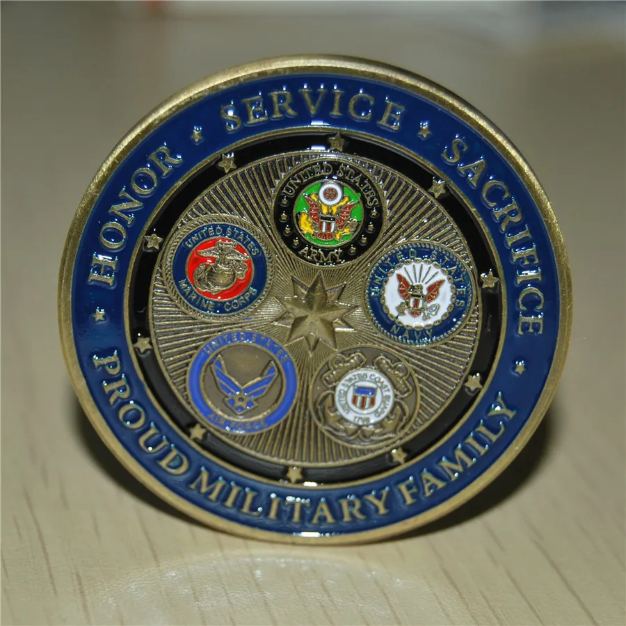 

5pcs/lot free shipping Proud Military Family / U.S. Armed Forces - Challenge Coin