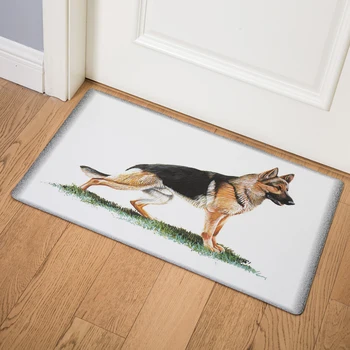 

Hand-painted Pet Dog Door Mat Decor Animal PVC Leather Mats 46*76cm Kitchen Waterproof Carpet Bedroom Living Room Entrance Rug