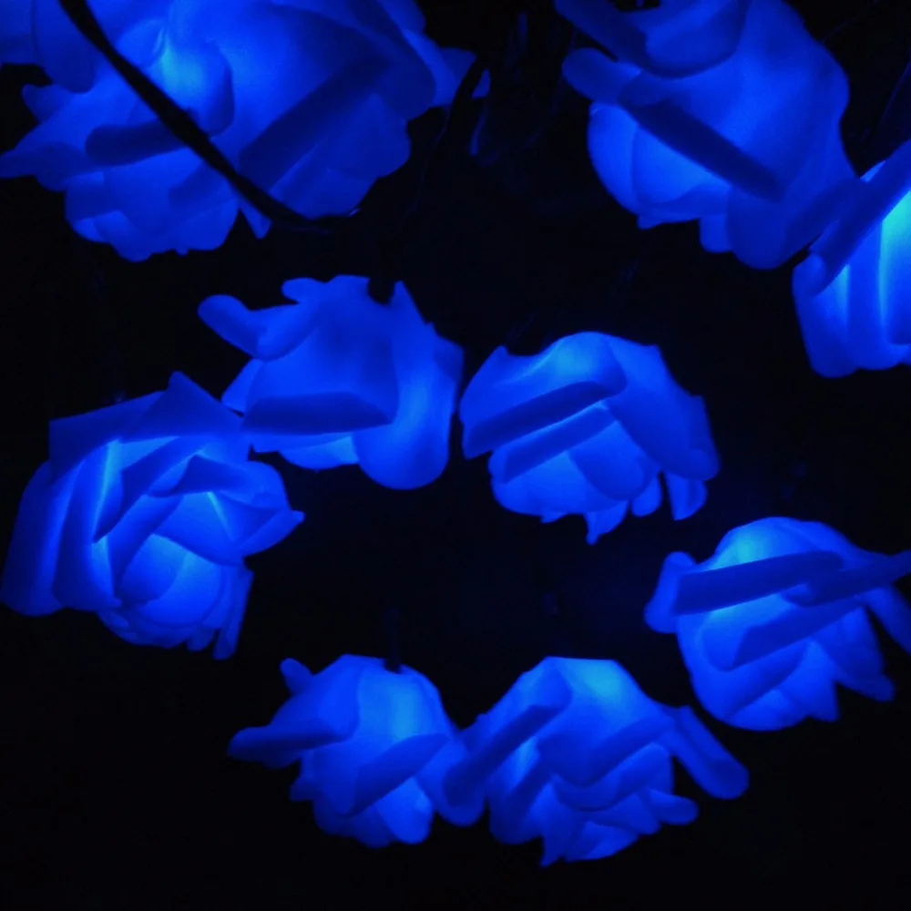 New Holiday Lighting 20LEDs Rose Flower Fairy String Lights Wedding Garden Party Christmas Decoration Indoor  (9)