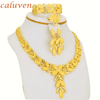 

Ethiopian/Eritrea/Habesha Leaves Chokers Gold Color Sets Jewelry For Earring/Necklace Women Wedding Gift