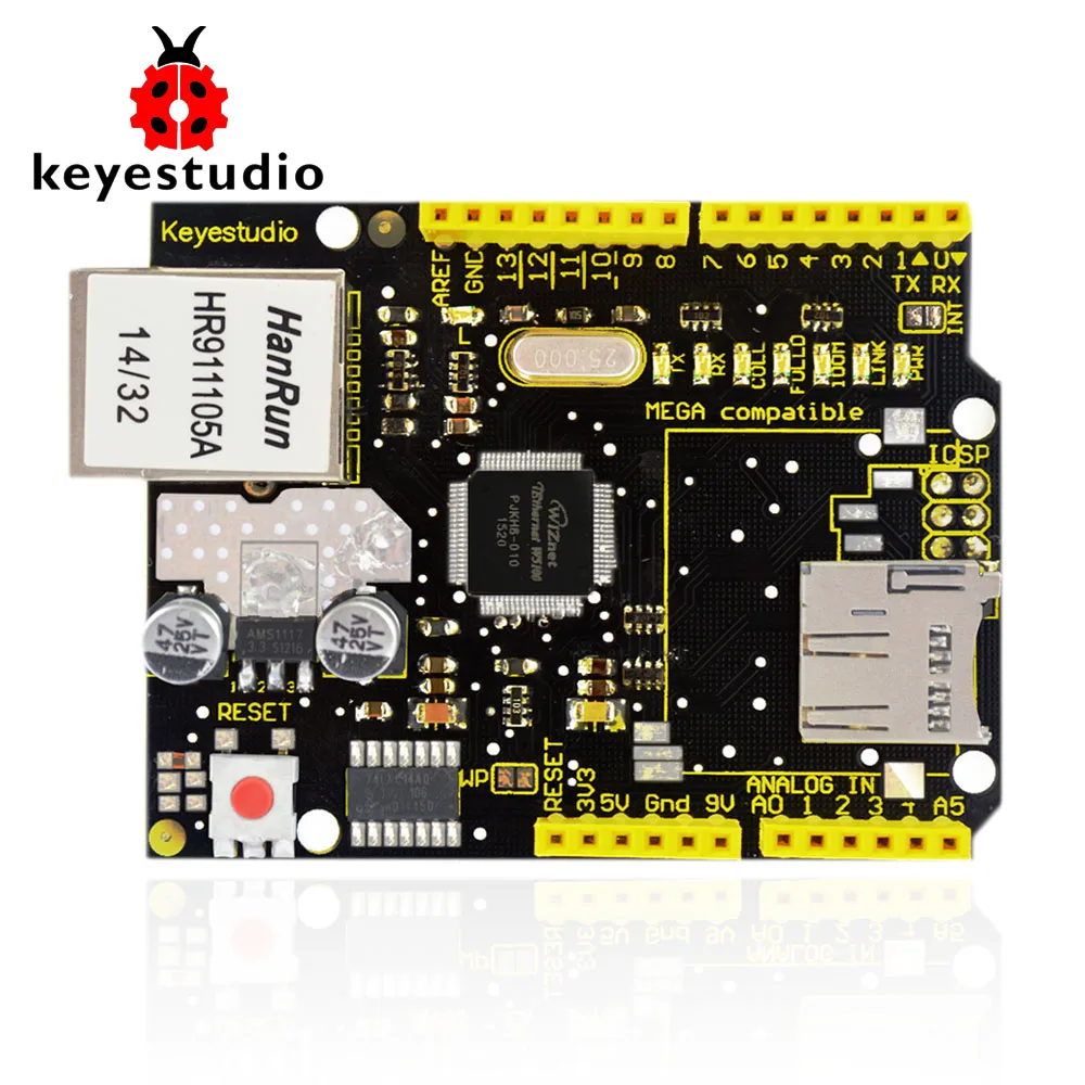 Новинка! Keyestudio W5100 Ethernet щит для arduino UNO R3+ Mega 2560