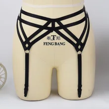 Хэллоуин ремень-подвязка пояс черный Фетиш ноги ремень для чулок эластичный готический белье клетка Пояс для чулок бондаж ремень-подвязка