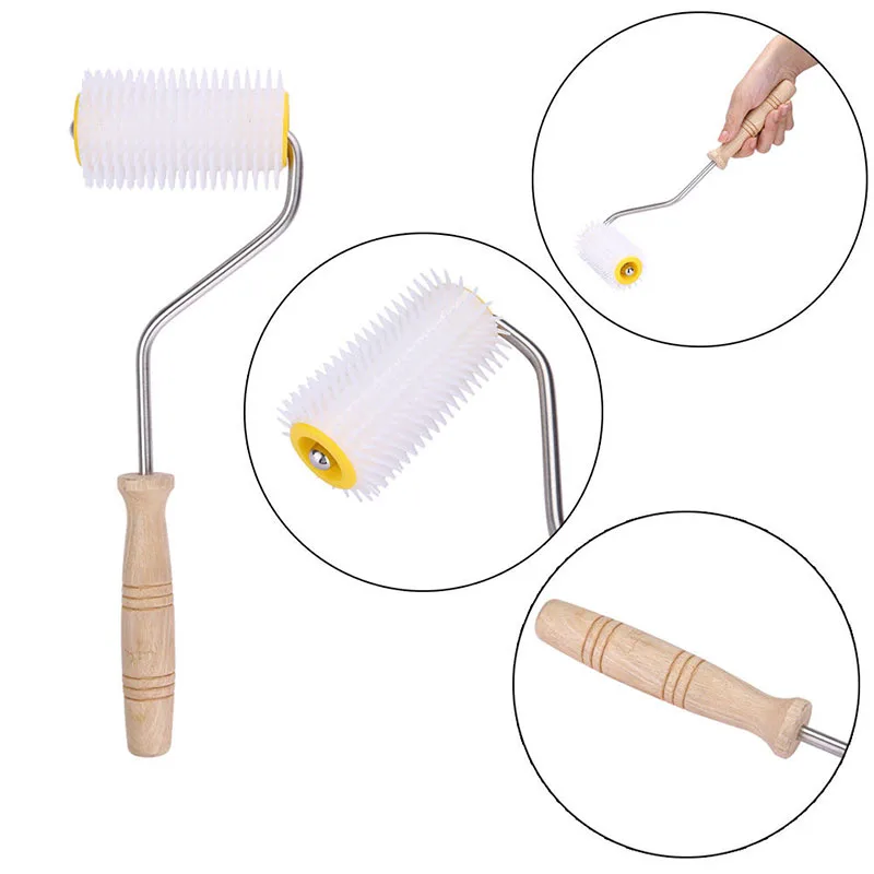 Откупорный игольчатый ролик с деревянной ручкой пчелиный мед расческа Инструмент для извлечения пчеловодства HTQ99