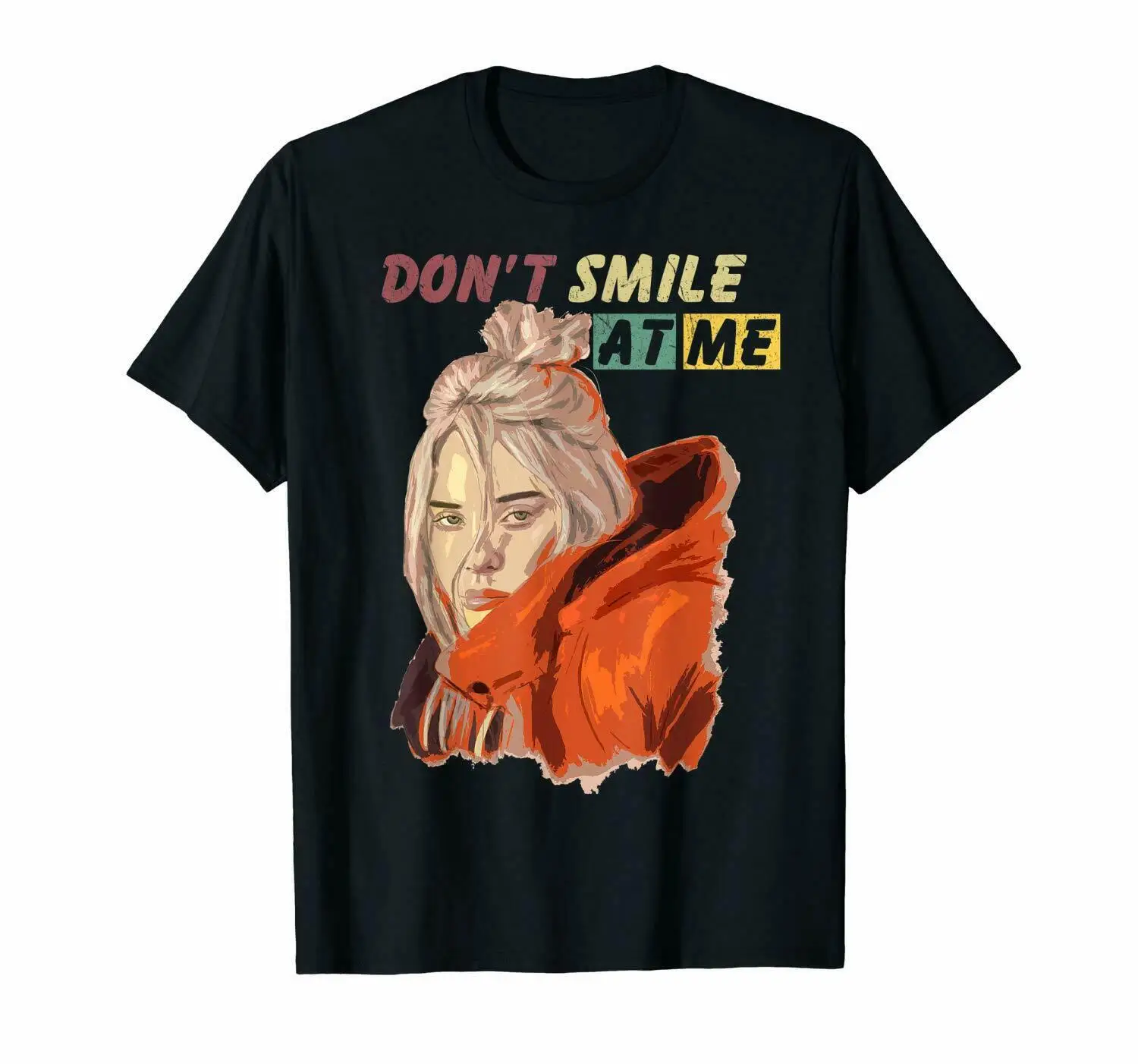 Черная футболка с надписью Don't Smile At Me Billie Eilish летняя хлопковая короткими
