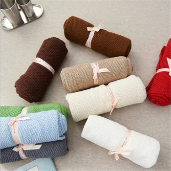 

Newborn Baby Wrap Muslin Swaddle Blanket Plaid Knitted Toddler Infant Basket Bedding Cover Winter Warm Unisex Blanket Super Soft