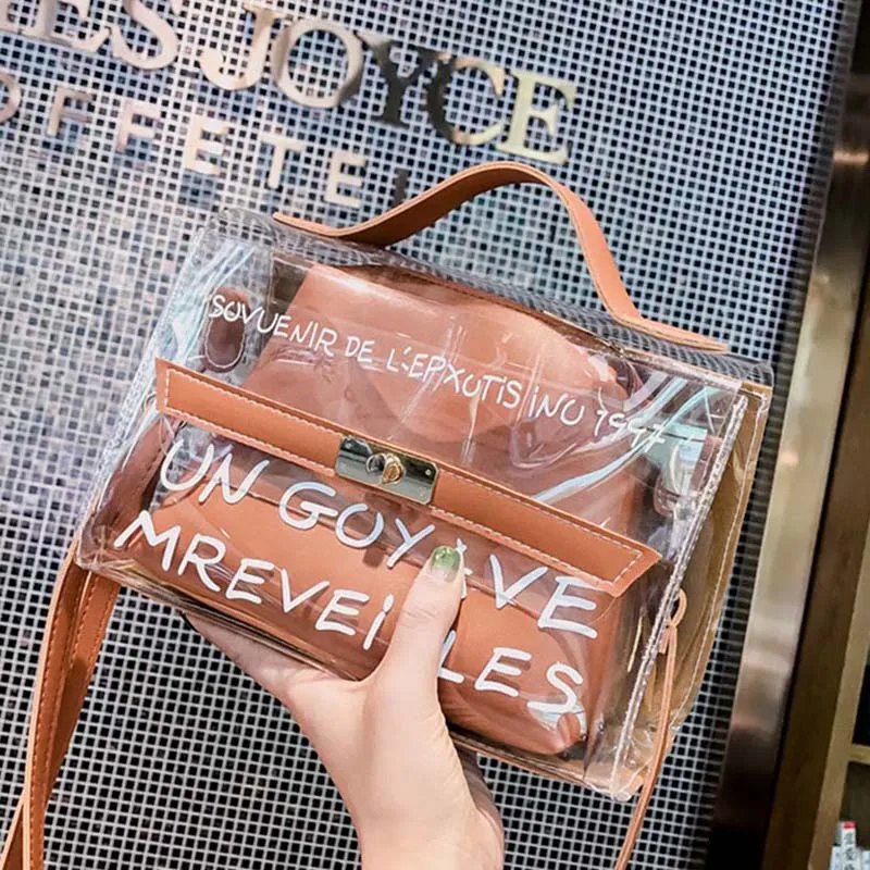 Hot Women Fashon Letter Transparent Handbag INS Popular Female Mini Shoulder Bags Travel Lady Exquisite Design Crossbody SS3480 (8)