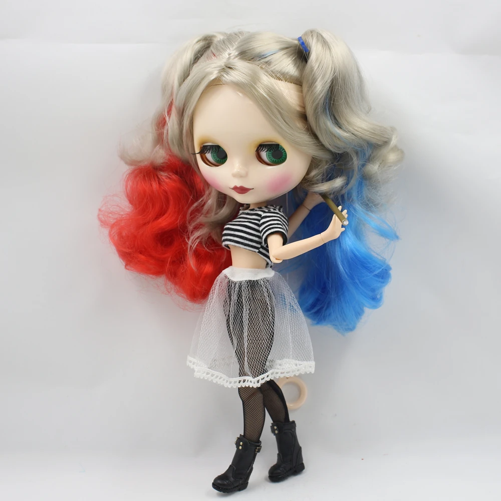 Ледяной обнаженный завод Blyth кукла Харли Куинн No.260BL3167/1061/6208 красный синий микс