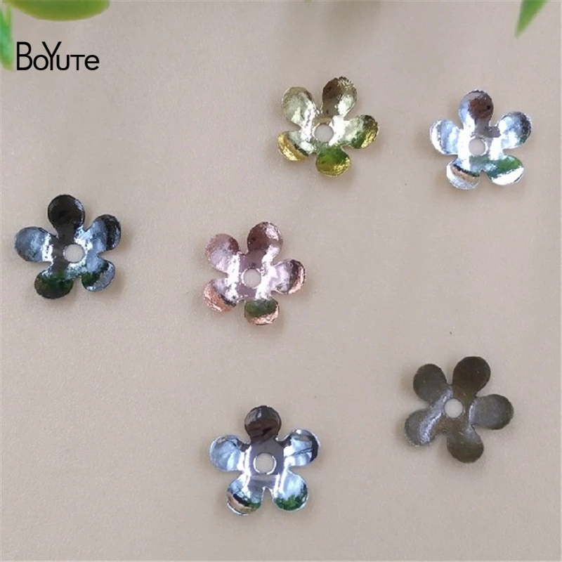 

BoYuTe 1000 Pieces 9MM Plain Flower Bead Caps 4 Colors Wholesale Brass Material DIY Jewelry Findings