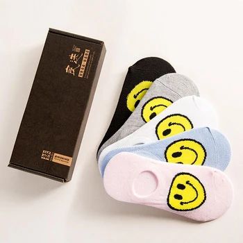 

ChenKe spring summer men SMILE Face ankle Socks for men's business casual solid colors short socks male sock slippers 5pairs/lot