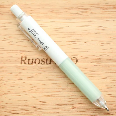 1pcs 0.7mm 0.5mm Simple student automatic pencil high quality Press type movable pencil belt protective sleeve cute - Цвет: green 07mm