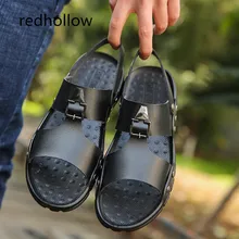 Для мужчин модные сандалии Мужские Тапочки кожаные Туфли летние пляжные сандалии Повседневное мягкие Мужская обувь Шлепанцы Zapatos Большие размеры 38–47