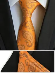8 см Классический Дизайн Формальные комплект галстуков джентльменский галстук для свадебной вечеринки с золотисто-желтый платок с узором