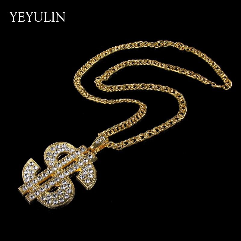 Хип-хоп золотой цвет знак доллара$ подвески и ожерелья s с длинной Твист цепи состояние мужчины t ожерелье для женщин мужчин