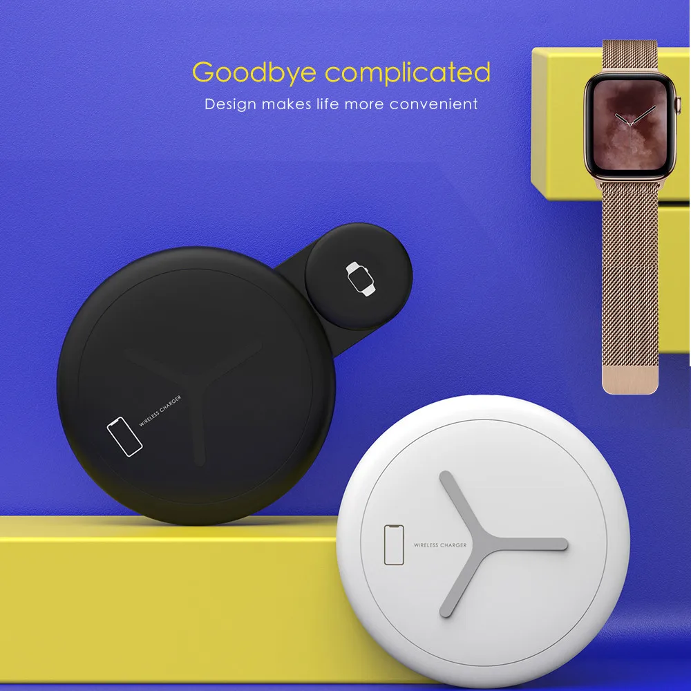 

Qi Wireless Charger Fast Charger 2 in 1 For iPhone For Applewatch For Samsung p35