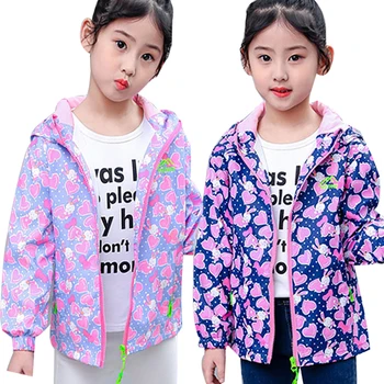 

2019 Spring Autumn Girls Windbreaker Coat Baby Girls Floral Hooded Outwear Kids Clothes Children's Coats Jacket Clothing