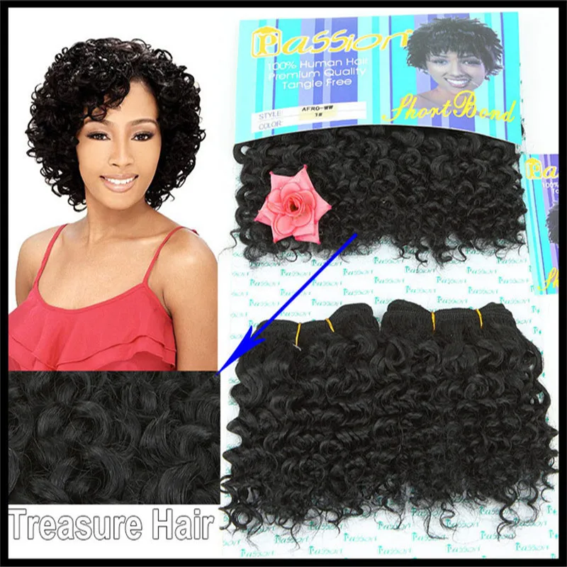 2016 Weave Hair Passion Afro ww Curl Hair Extensions Short Curly Weaving Blended 8&quot; Color 1 4pcs ...