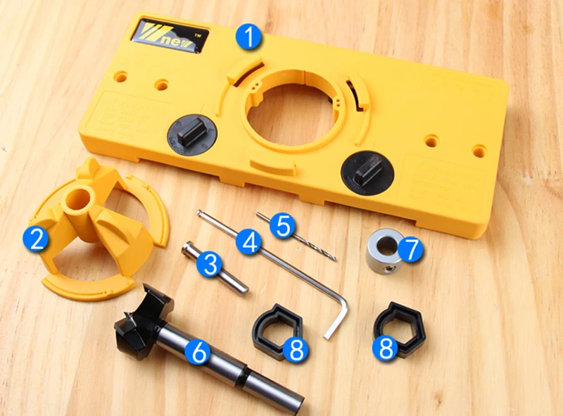 09 JDSR 35mm Concealed Hinge Jig Drill Guide Set Wood Hole Saw Drill Locator Door Boring Hole Template&Bit Positioner For Kreg Tools