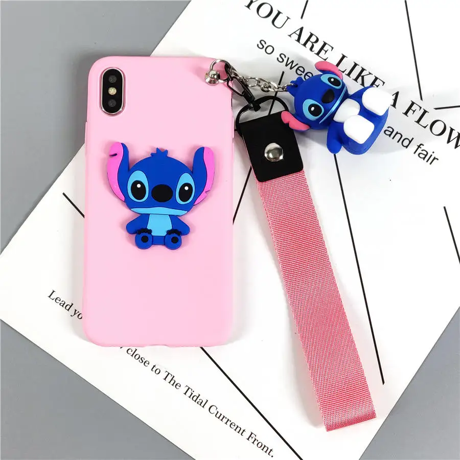 Милый розовый синий 3D Ститч игрушка подставка ремешок чехол для телефона для samsung Galaxy A70 A60 A50 A40 A30 A20 M20 M30 Мягкий ТПУ чехол - Цвет: Pink 3D Stitch Strap