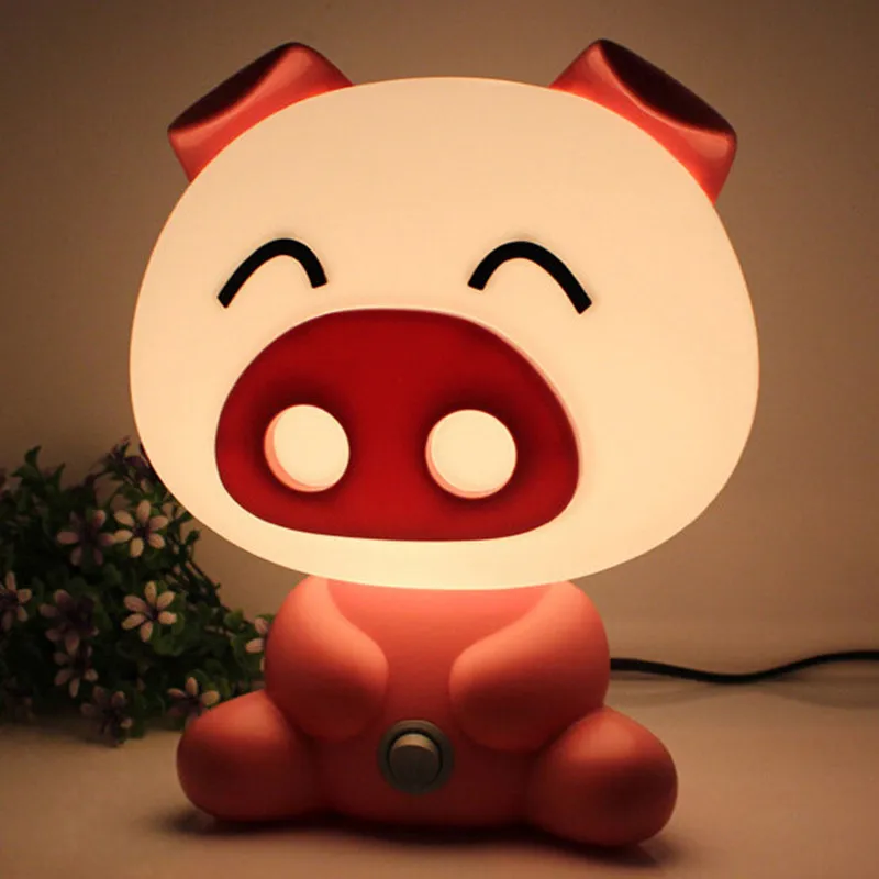 

Creative couple pig Gu Li table lamp Cartoon plug-in bedroom bedside lamp Korean version of pig Gu Li animal night light