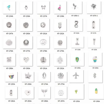 

Somsoar Jewelry Mixed Design Wholesale 10mm Silvering Slide Charms DIY Keys Keeper Charms fit Mesh Leather wrappable Bracelet