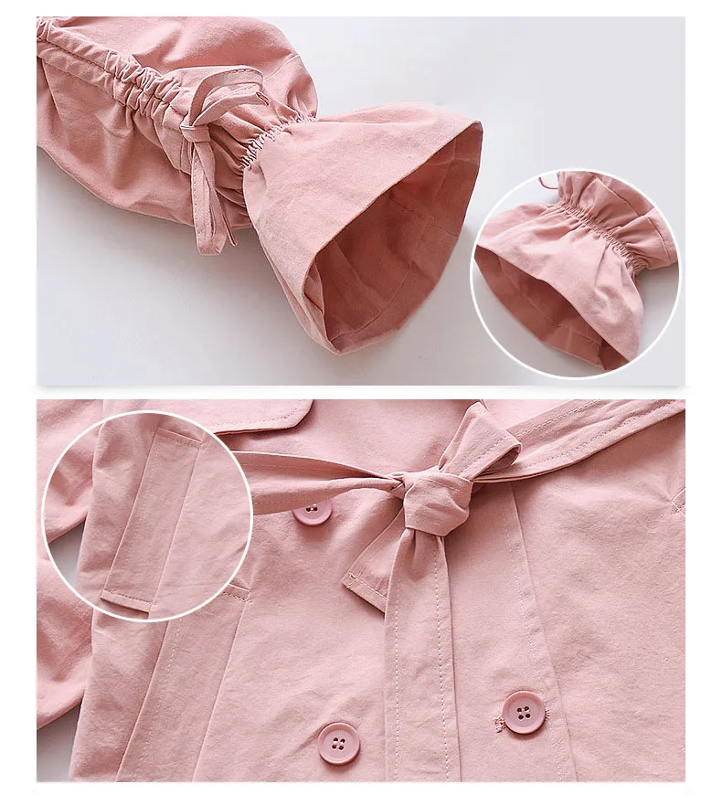 solid belt petal sleeve autumn coats kids clothes new 2018 autumn teenage girls long denim jackets children trench coat clothes  (3)