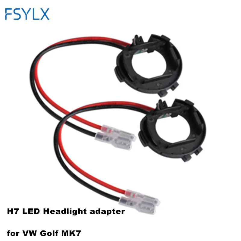 FSYLX 2x H7 LED Headlight Bulb Connector Adapter for Volkswagen VW Golf MK7 LED Lamp Auto H7 Base Holder Socket for VW Golf MK 7
