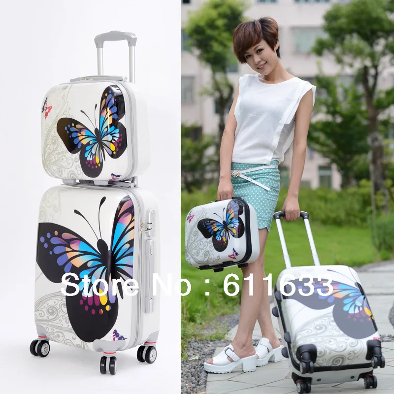 High Quality Travel Luggage with Wheels,Butterfly Luggage Sets for