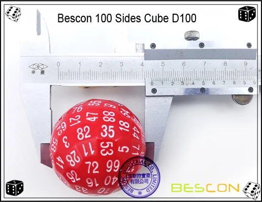 Bescon многогранные Dice 100 сторон кости, D100, 100 односторонний Cube, D100 игра в кости, 100-двусторонний куб красного цвета