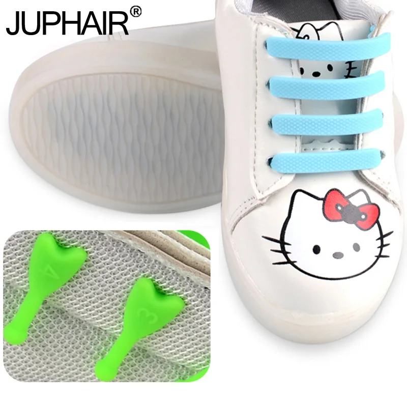 

JUP 1 Set 12 Roots Boy Girls Novelty No Tie Shoelaces Unisex Elastic Silicone Shoes Laces All Sneakers Fit Girth Sport PU Canva