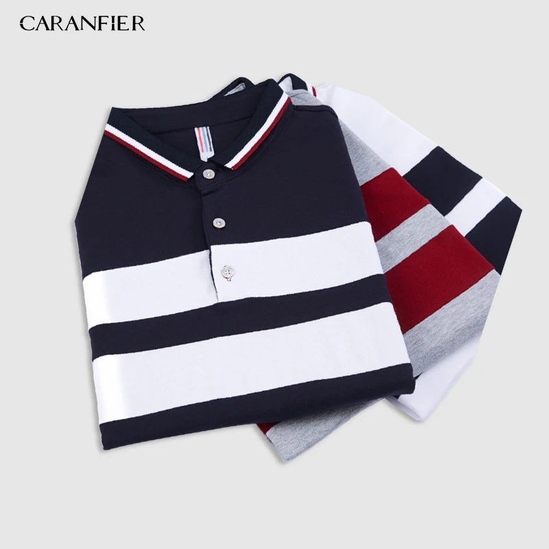 CARANFIER 3 шт. мужской модный летний топ в полоску с коротким рукавом из хлопка